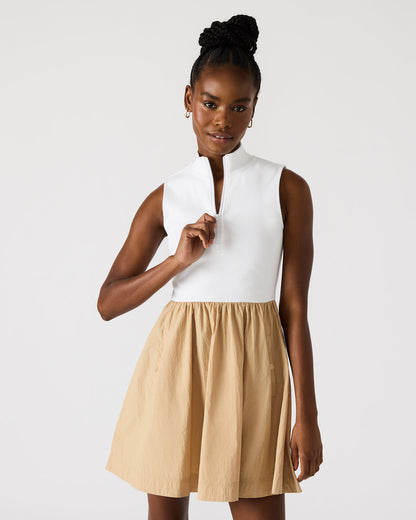 Steve Madden LYON Taupe Women's Collared Sleeveless Flowy Dress