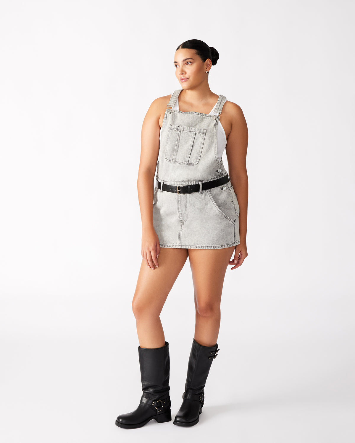 Steve Madden TAMIA Dress Light Grey | Women's Overall Denim Mini Dress