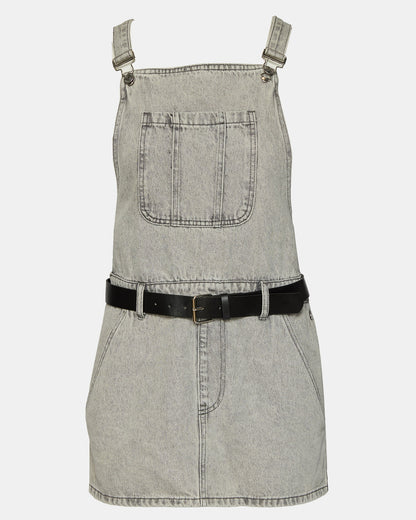 Steve Madden TAMIA Dress Light Grey | Women's Overall Denim Mini Dress