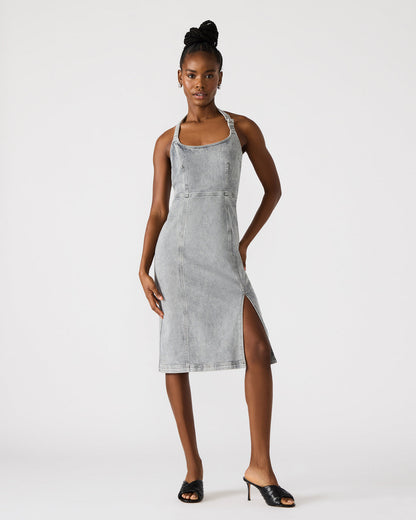 Steve Madden GIA Light Grey Women's Denim Midi Dress
