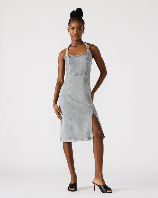 Steve Madden GIA Light Grey Women's Denim Midi Dress