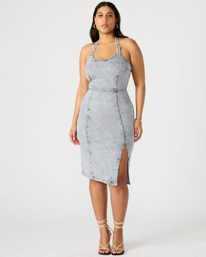 Steve Madden GIA Light Grey Women's Denim Midi Dress