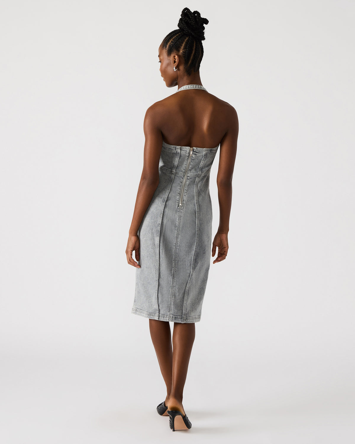 Steve Madden GIA Light Grey Women's Denim Midi Dress