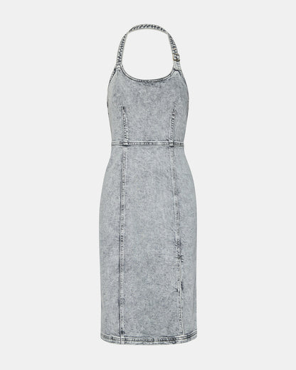 Steve Madden GIA Light Grey Women's Denim Midi Dress