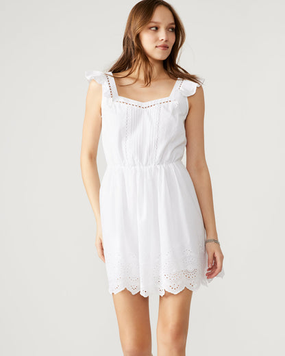 Steve Madden ASTRA Dress White | Women's Eyelet Trim Mini Dress
