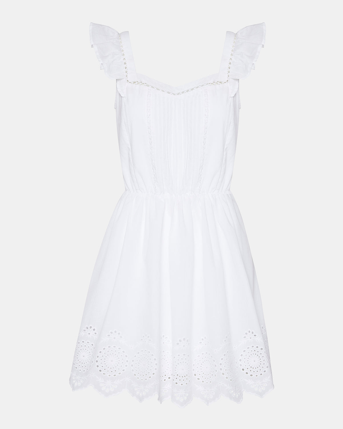 Steve Madden ASTRA Dress White | Women's Eyelet Trim Mini Dress