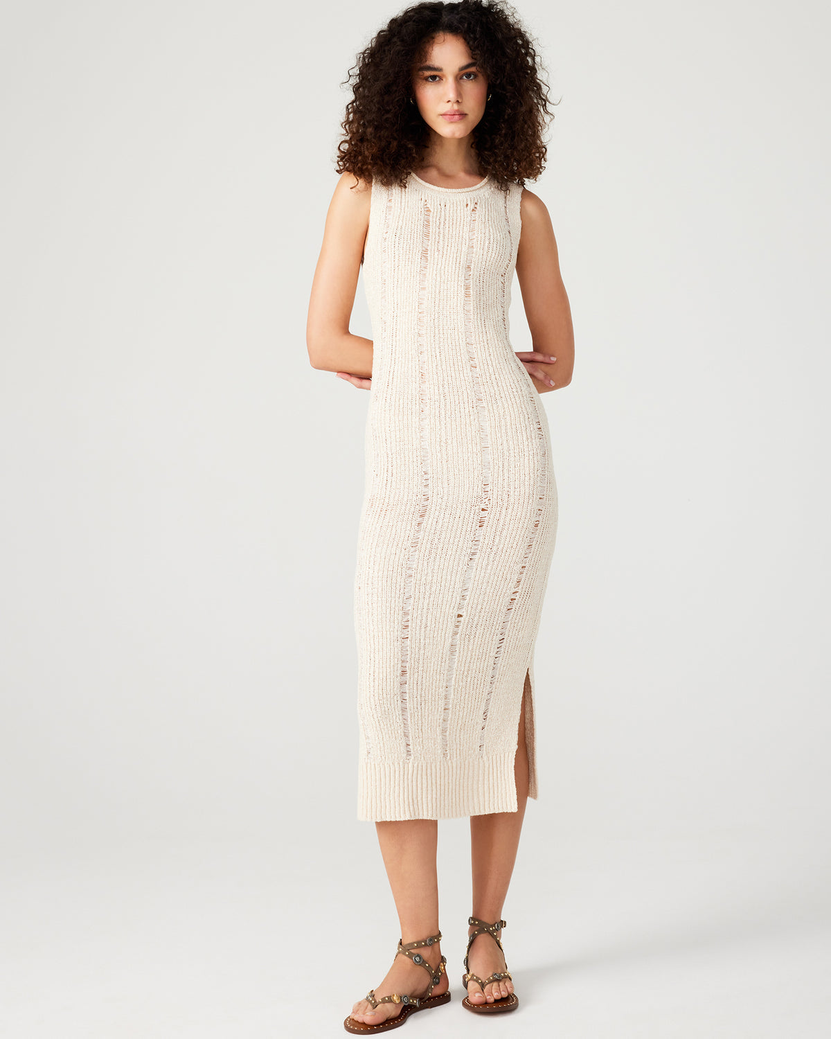 Steve Madden AMIRAH Sweater Dress Beige | Women's Knit Bodycon Dresses