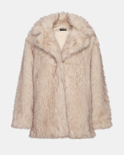 Steve Madden KINDRA Natural Faux Fur Collared Women's Coat