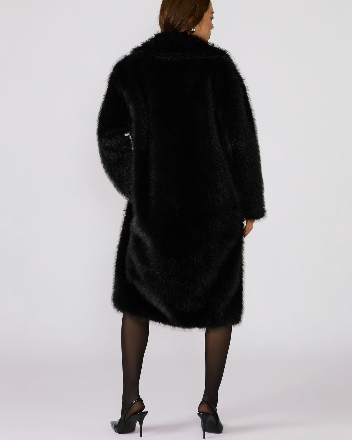 Steve Madden LARKIN Black Long-Sleeved Faux Fur Women's Coat