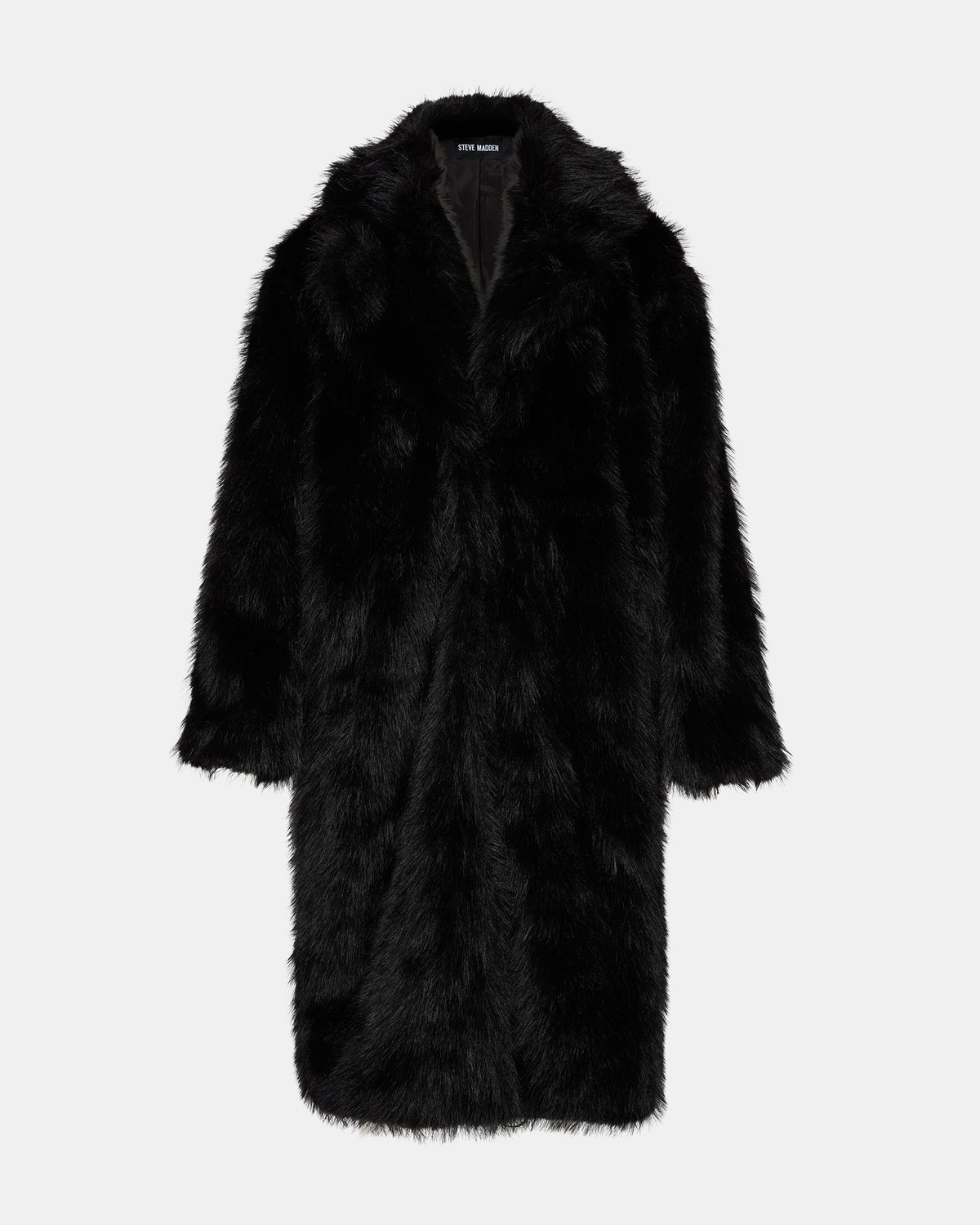 Steve Madden LARKIN Black Long-Sleeved Faux Fur Women's Coat