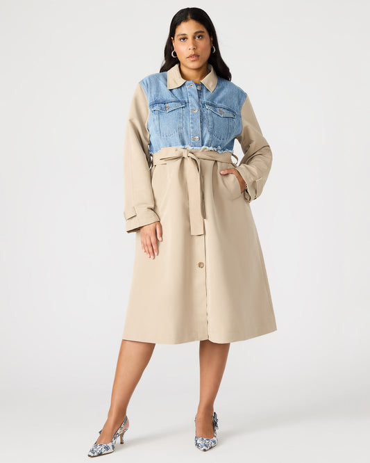 Steve Madden SORAYA Denim Multi Women's Long-Sleeved Button-Up Coat