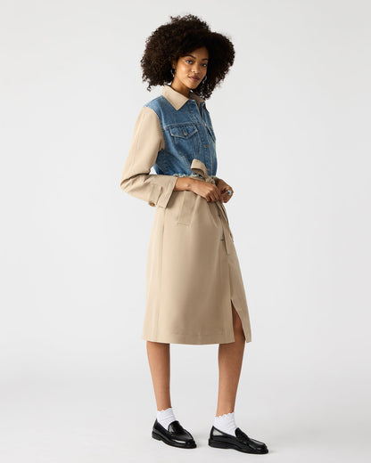 Steve Madden SORAYA Denim Multi Women's Long-Sleeved Button-Up Coat