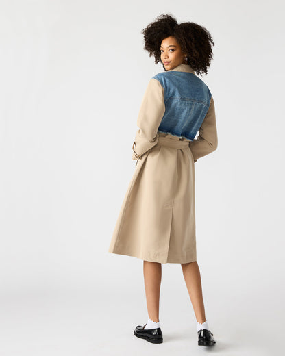 Steve Madden SORAYA Denim Multi Women's Long-Sleeved Button-Up Coat