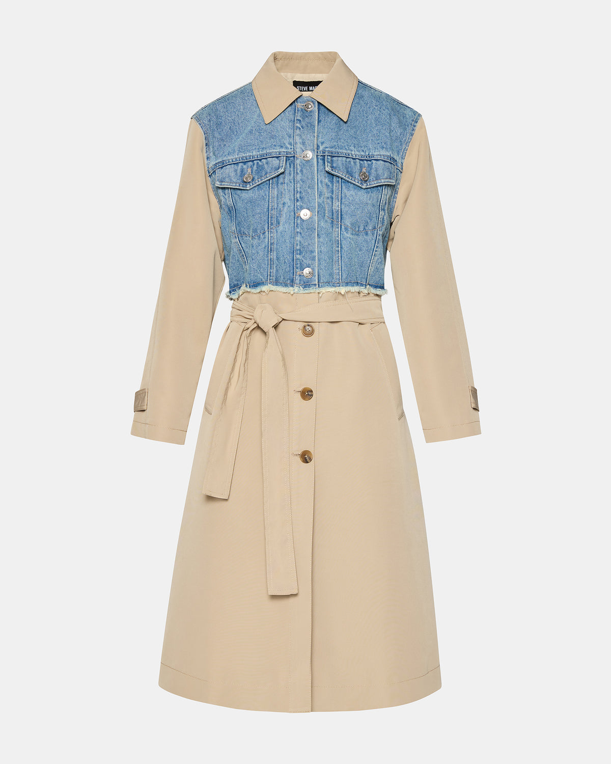 Steve Madden SORAYA Denim Multi Women's Long-Sleeved Button-Up Coat