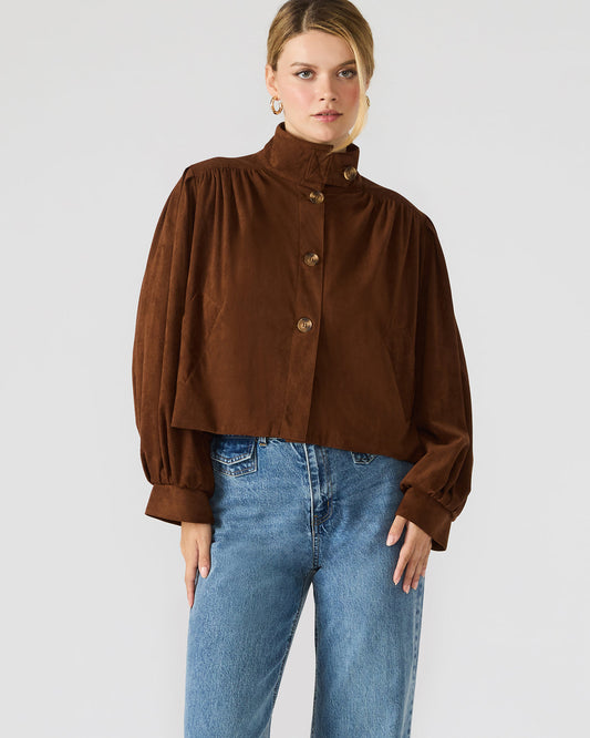Steve Madden DIERDRA Chicory Coffee Long-Sleeved Button-Up Women's Jacket