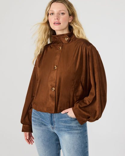 Steve Madden DIERDRA Chicory Coffee Long-Sleeved Button-Up Women's Jacket