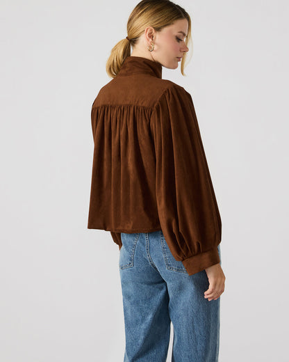 Steve Madden DIERDRA Chicory Coffee Long-Sleeved Button-Up Women's Jacket