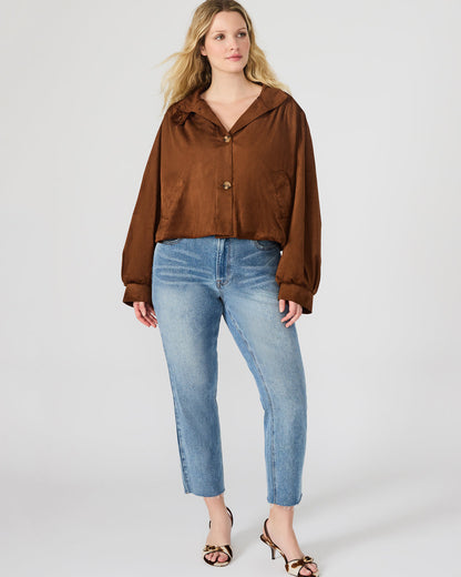 Steve Madden DIERDRA Chicory Coffee Long-Sleeved Button-Up Women's Jacket