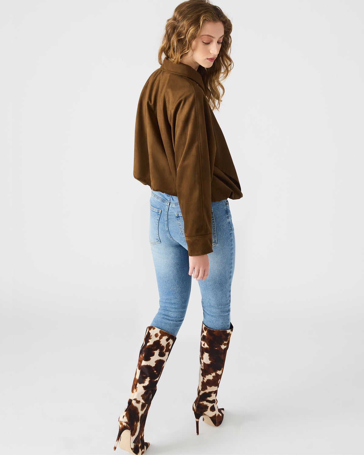 Steve Madden MACKEY Chestnut Long-Sleeved Zip-Up Women's Jacket