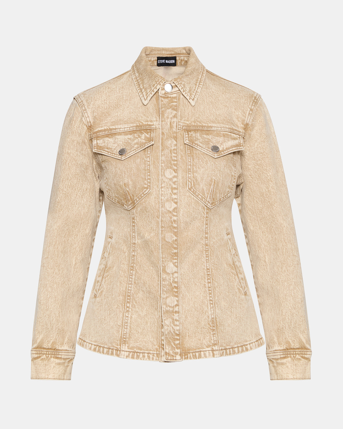 Steve Madden PARC Cafe Au Lait Long-Sleeved Button-Up Denim Women's Jacket