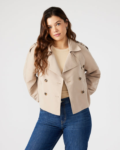 Steve Madden SIRUS Khaki Women's Cropped Denim Trench Coat