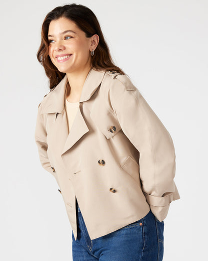 Steve Madden SIRUS Khaki Women's Cropped Denim Trench Coat