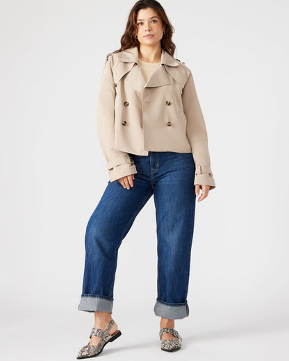 Steve Madden SIRUS Khaki Women's Cropped Denim Trench Coat