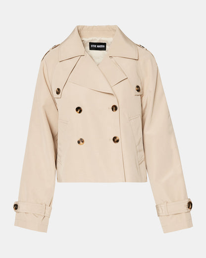 Steve Madden SIRUS Khaki Women's Cropped Denim Trench Coat