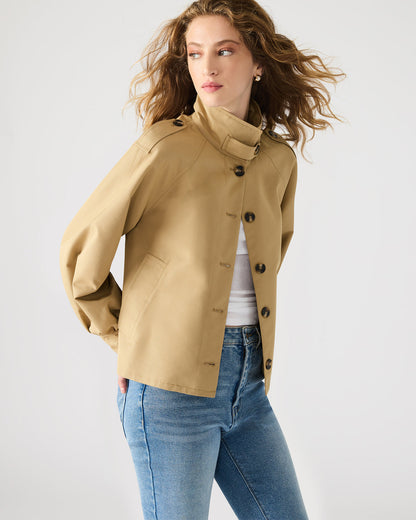 Steve Madden KAYLEE Medium Khaki Long-Sleeved Button-Up Women's Jacket