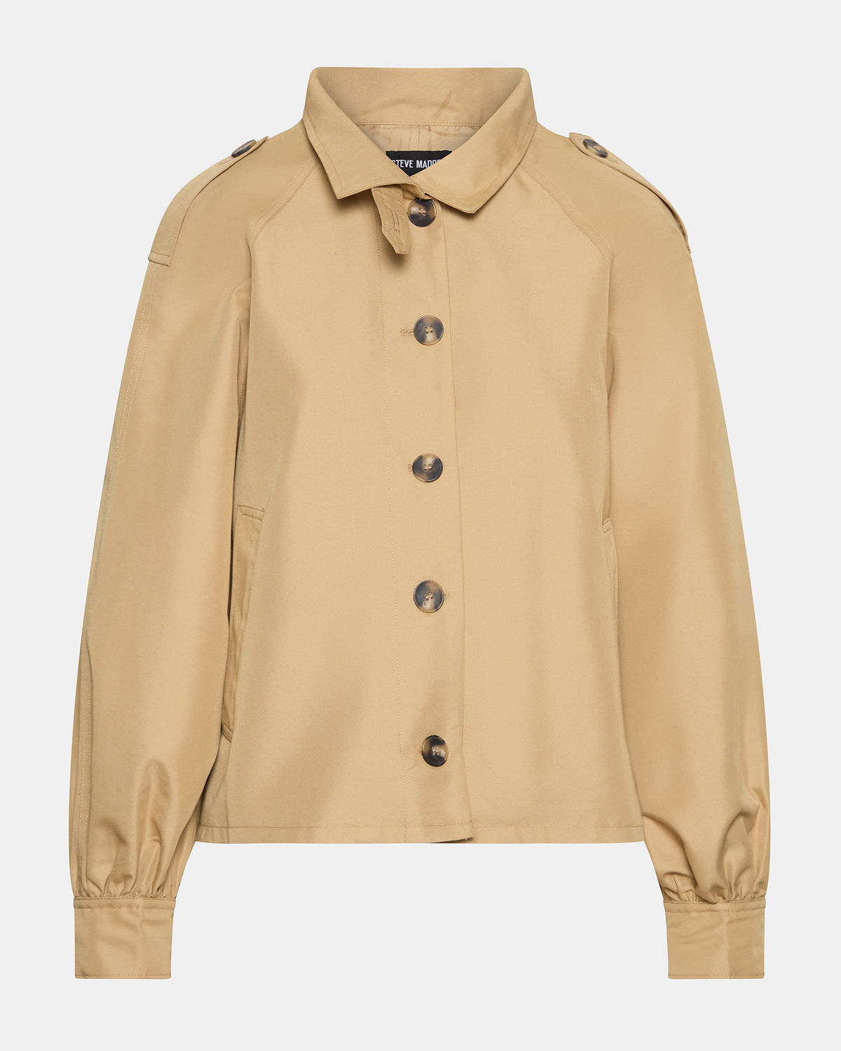 Steve Madden KAYLEE Medium Khaki Long-Sleeved Button-Up Women's Jacket