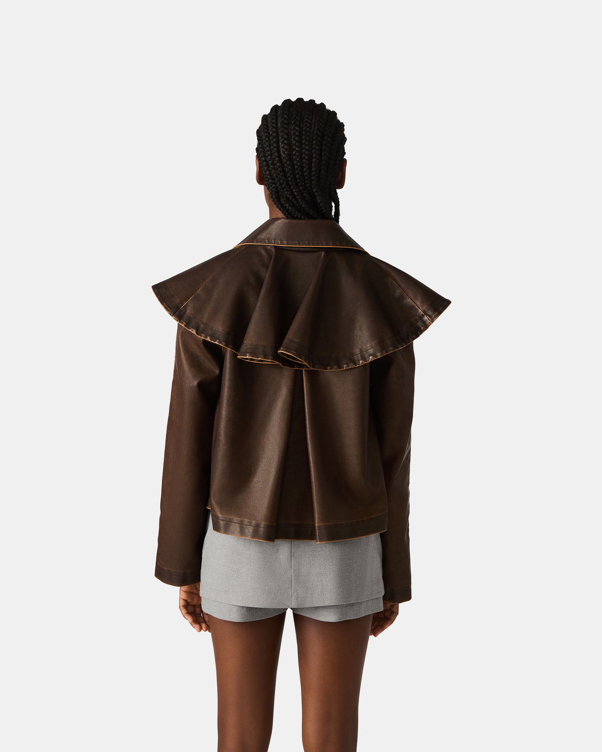Steve Madden VARVARA Chocolate Long-Sleevd Faux Leather Women's Jacket