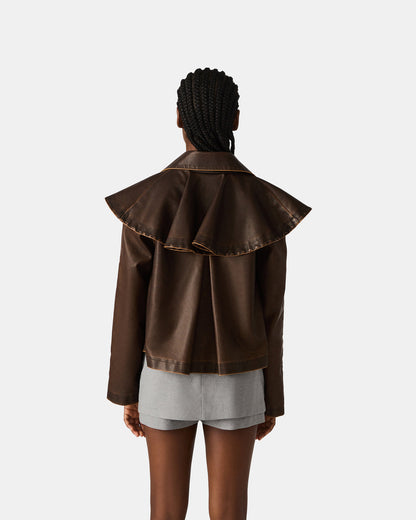 Steve Madden VARVARA Chocolate Long-Sleevd Faux Leather Women's Jacket