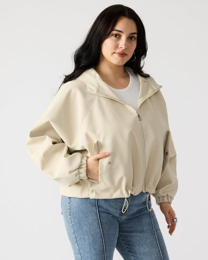 Steve Madden LUMI Bone Women's Faux Leather Hooded Jacket