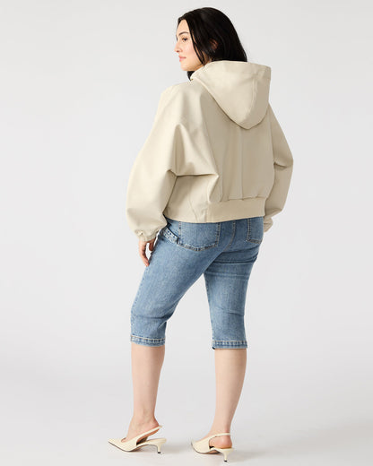 Steve Madden LUMI Bone Women's Faux Leather Hooded Jacket