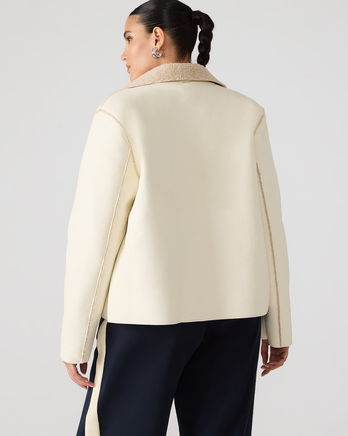 Steve Madden LIV Cream Button-Up Long-Sleeved Collared Women's Coat