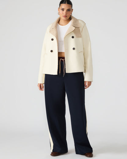 Steve Madden LIV Cream Button-Up Long-Sleeved Collared Women's Coat