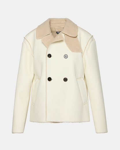 Steve Madden LIV Cream Button-Up Long-Sleeved Collared Women's Coat