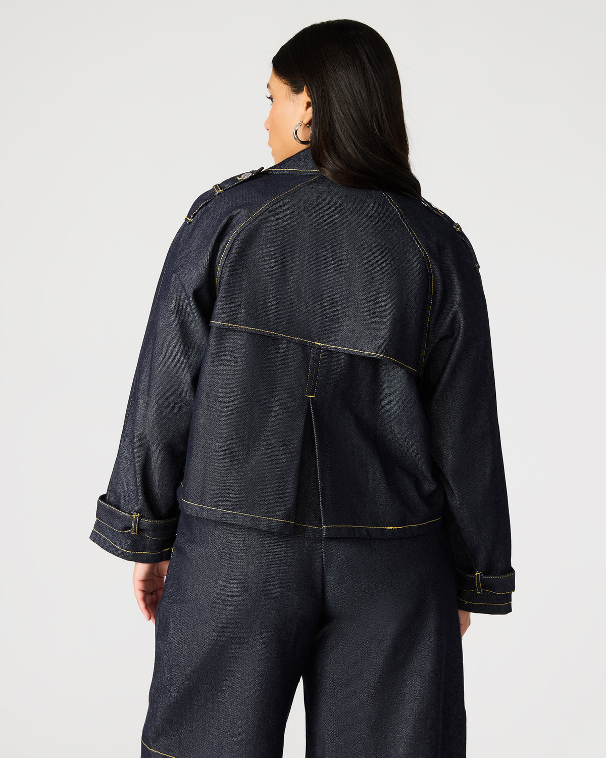 Steve Madden SIRUS Indigo Women's Cropped Denim Trench Coat