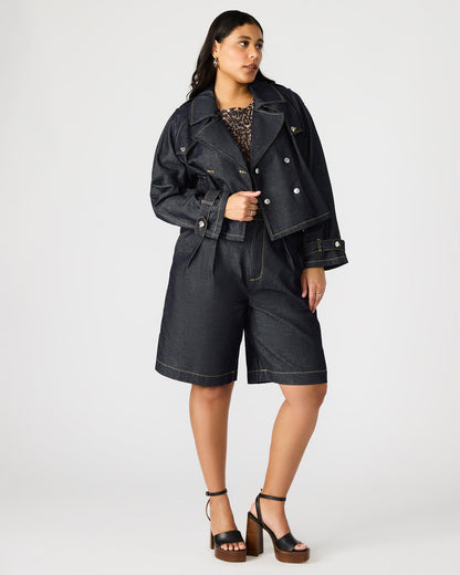 Steve Madden SIRUS Indigo Women's Cropped Denim Trench Coat