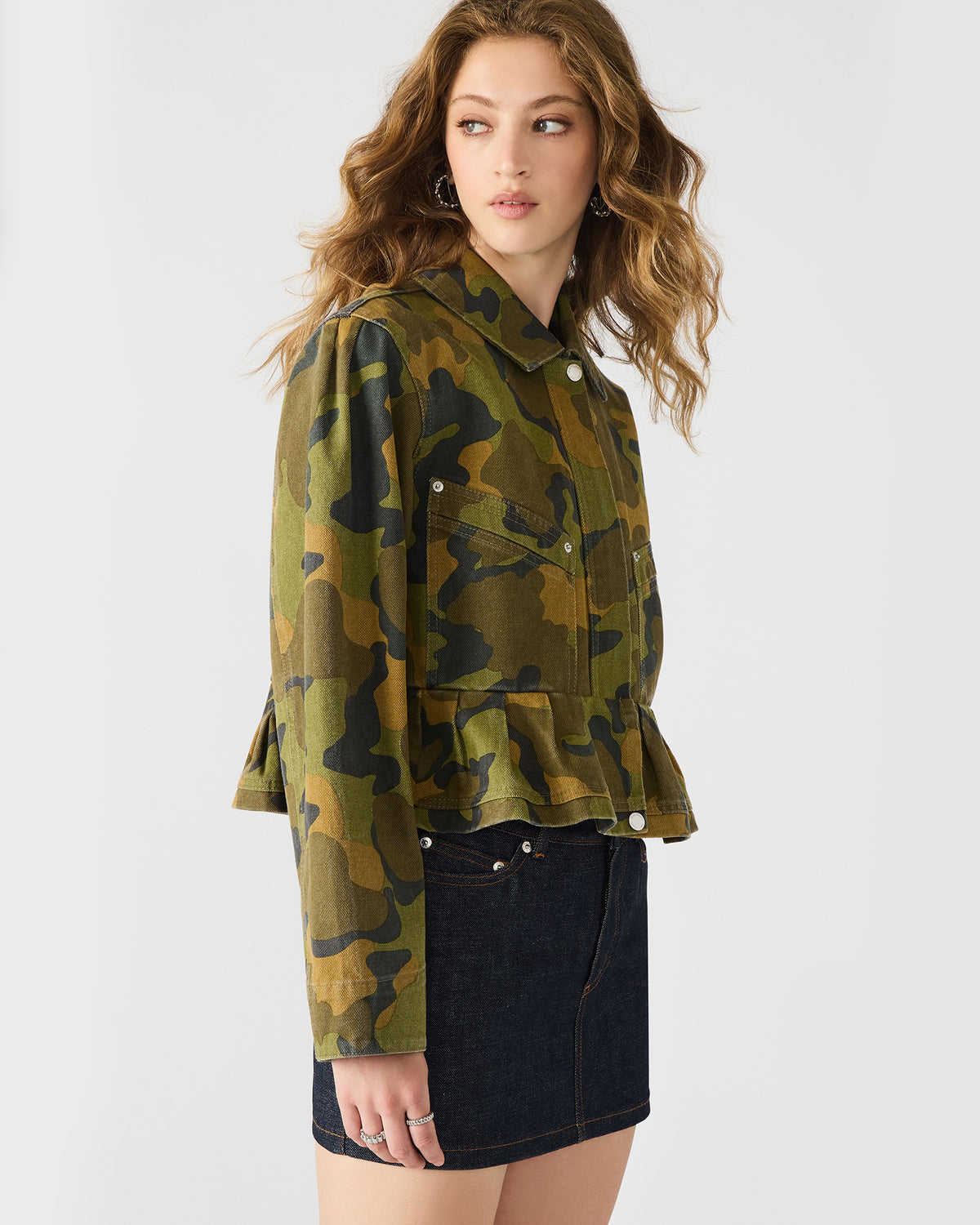 Steve Madden SLOAN Camouflage Long-Sleeved Zip-Up Women's Jacket