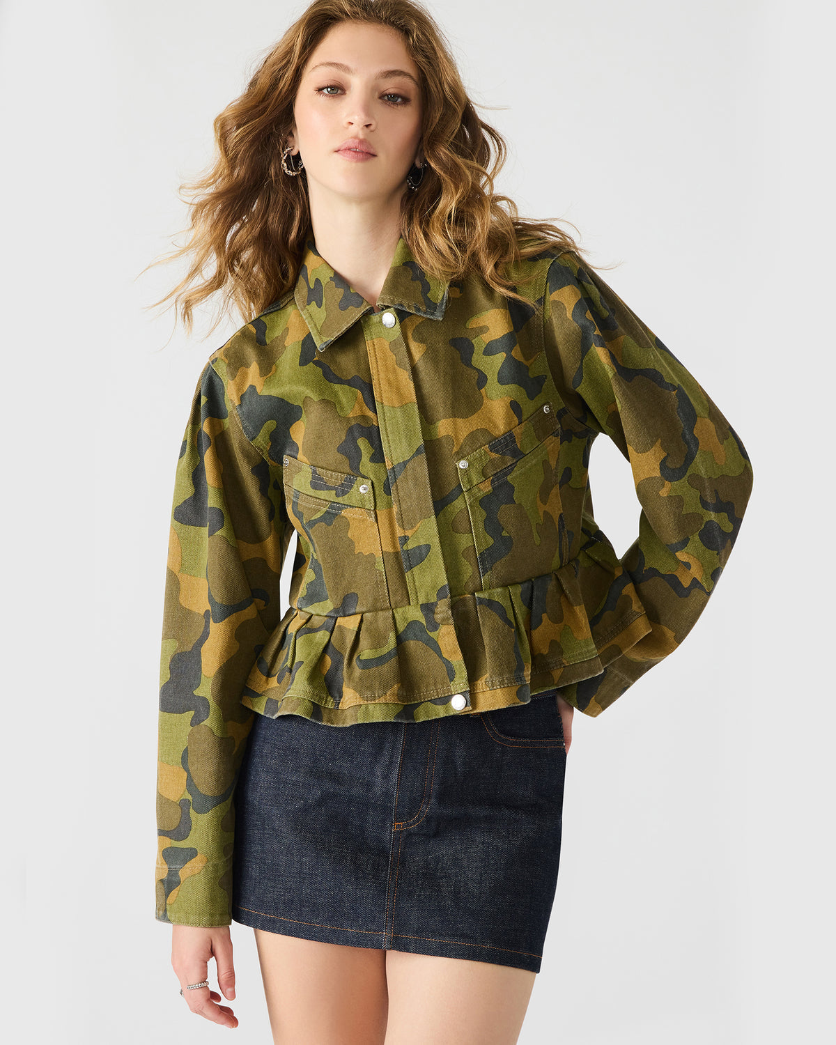 Steve Madden SLOAN Camouflage Long-Sleeved Zip-Up Women's Jacket