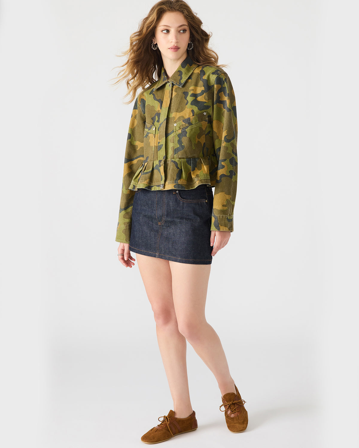 Steve Madden SLOAN Camouflage Long-Sleeved Zip-Up Women's Jacket