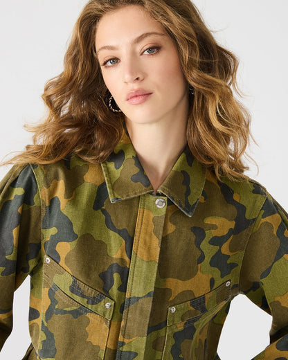 Steve Madden SLOAN Camouflage Long-Sleeved Zip-Up Women's Jacket