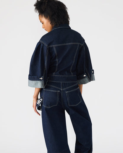Steve Madden DOROTHY Bijou Blue Button-Up Denim Embellished Women's Jacket
