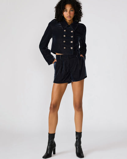 Steve Madden TONIA Indigo Haze Velvet Button-Up Long-Sleeved Women's Blazer Jacket