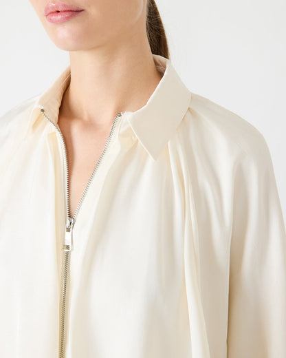 Steve Madden ASPEN Cream Long-Sleeved Zip-Up Puffed Bomber Women's Jacket