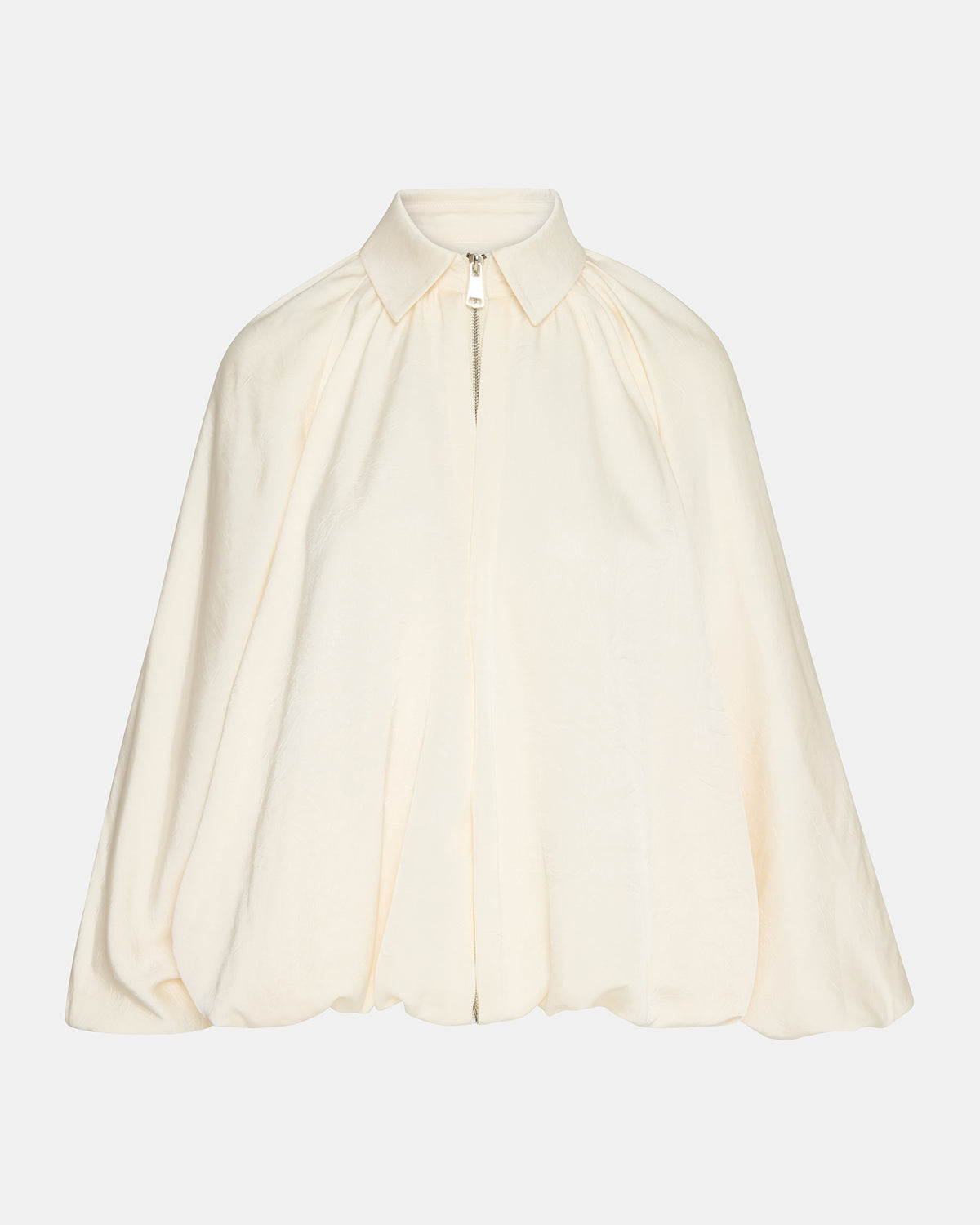 Steve Madden ASPEN Cream Long-Sleeved Zip-Up Puffed Bomber Women's Jacket