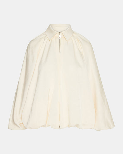 Steve Madden ASPEN Cream Long-Sleeved Zip-Up Puffed Bomber Women's Jacket
