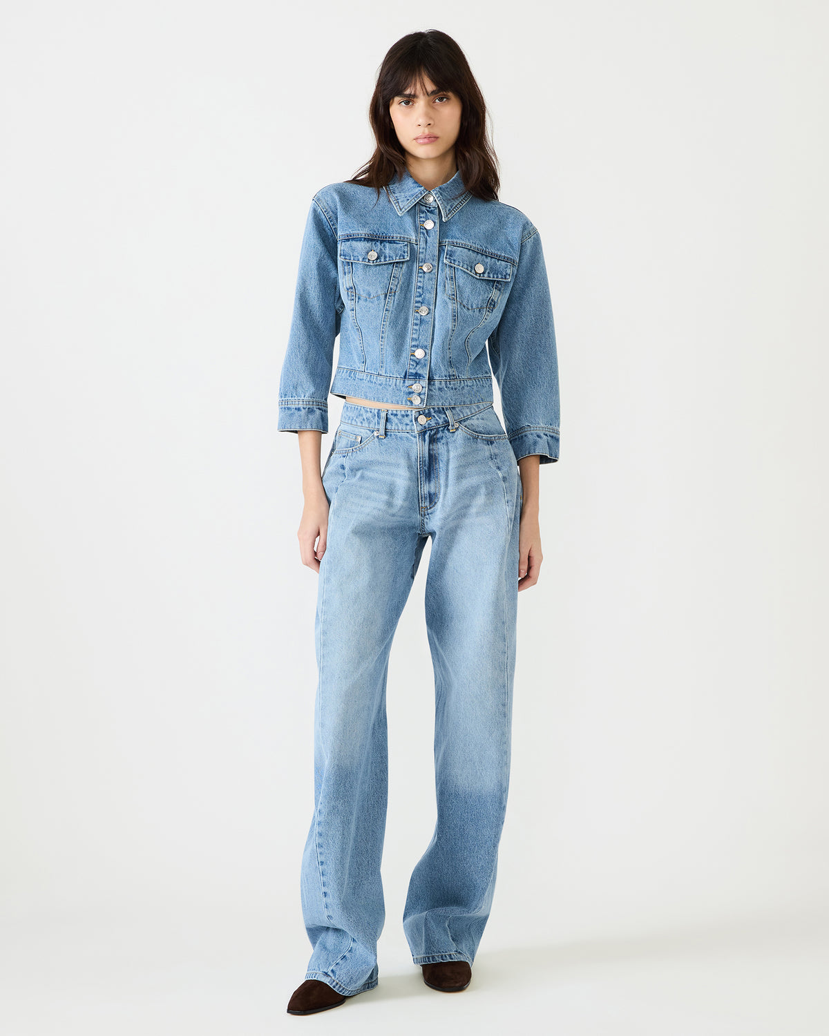 Steve Madden RALEIGH Forever Blue Long-Sleeved Button-Up Denim Women's Jacket