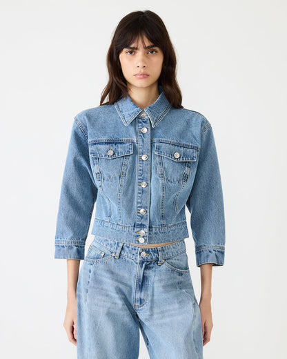Steve Madden RALEIGH Forever Blue Long-Sleeved Button-Up Denim Women's Jacket
